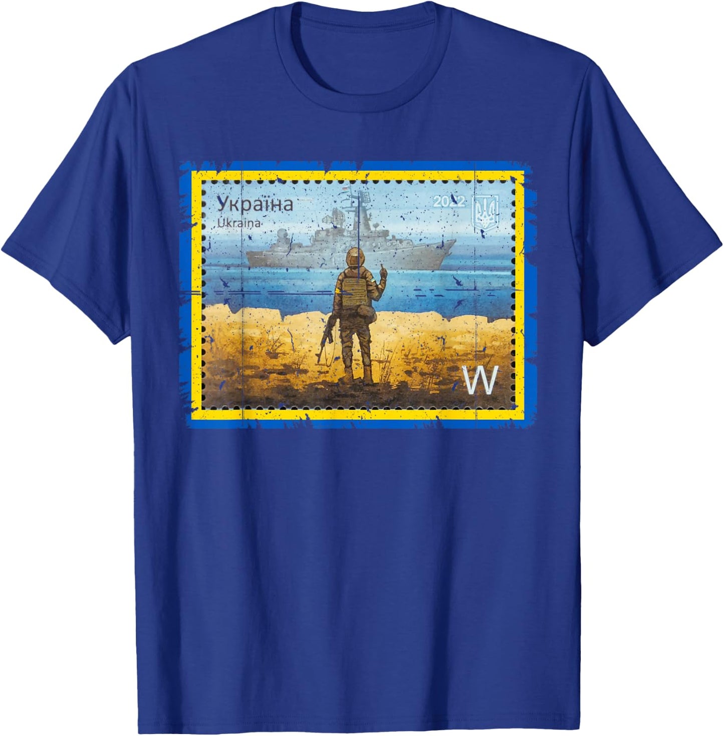 Vintage Ukraine Postage Stamp Flag Pride Army Patriot Roots T-Shirt - T-Shirt | Royal