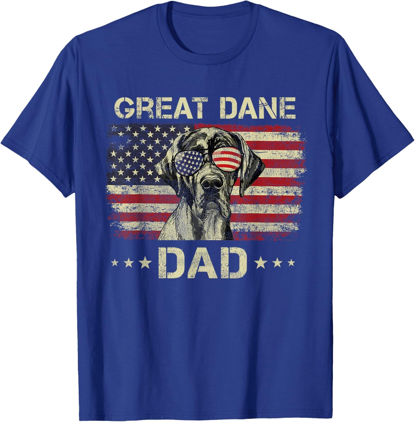 Great Dane Dad Dog Lovers American Flag 4th Of July T-Shirt - T-Shirt | Royal