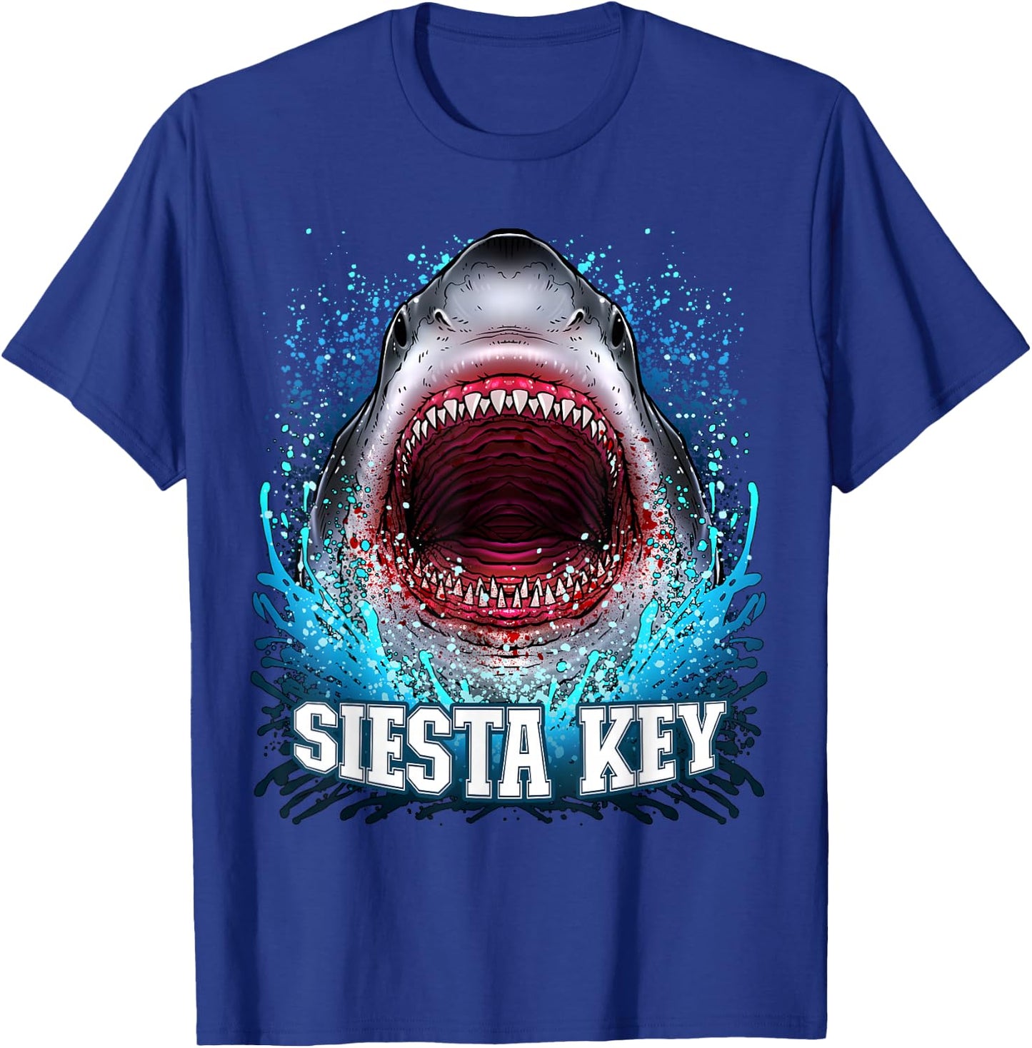 Siesta Key Florida Vacation Great White Shark Beach Trip T-Shirt - T-Shirt | Royal
