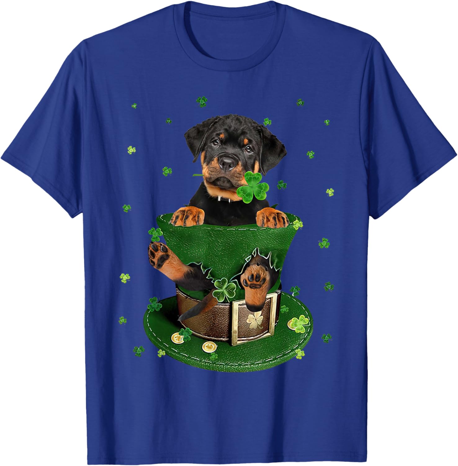 St Patrick's Day Leprechaun Rottweiler Dog Shamrock Irish T-Shirt - T-Shirt | Royal