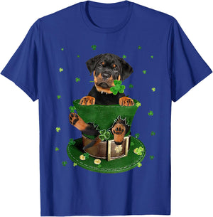 St Patrick's Day Leprechaun Rottweiler Dog Shamrock Irish T-Shirt - T-Shirt | Royal