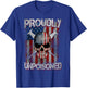 Proudly Unpoisoned, Skull Vaccinated USA Flag Outfits T-Shirt - T-Shirt | Royal