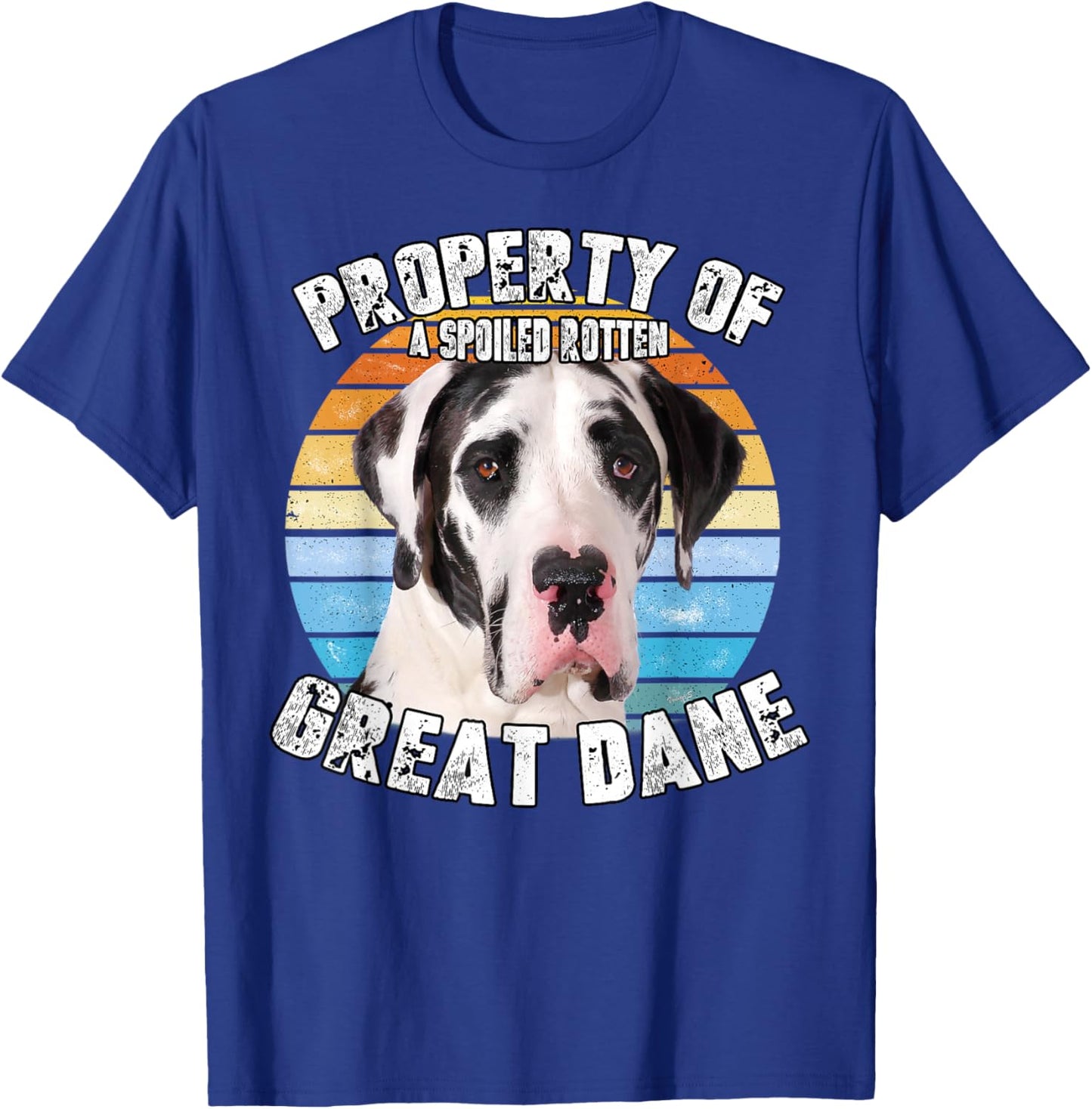 Great Dane Harlequin Vintage Retro Property Of T-Shirt - T-Shirt | Royal