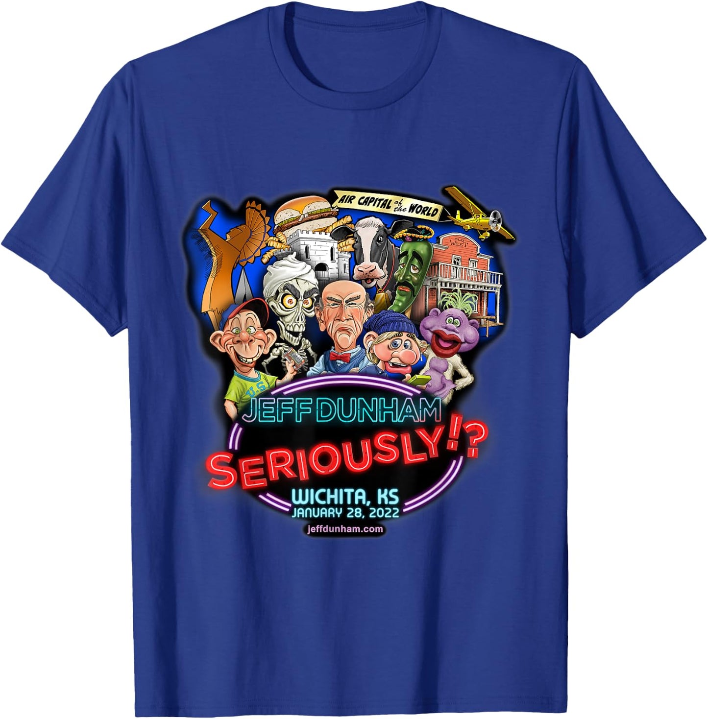 Jeff Dunham Wichita, KS T-Shirt - T-Shirt | Royal