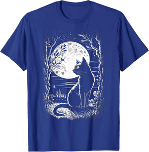 Mystical Cat Wiccan Moon Magic T-Shirt - T-Shirt | Royal
