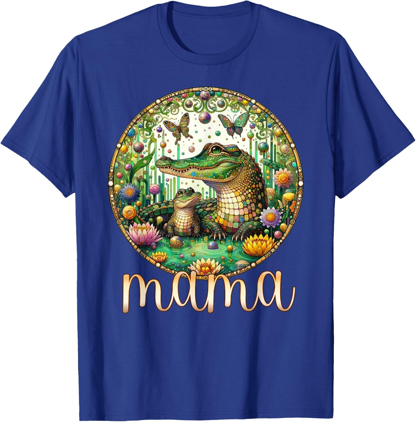 Butterfly Mom Baby Alligator Crocodile Mama - Mother's Day T-Shirt - T-Shirt | Royal
