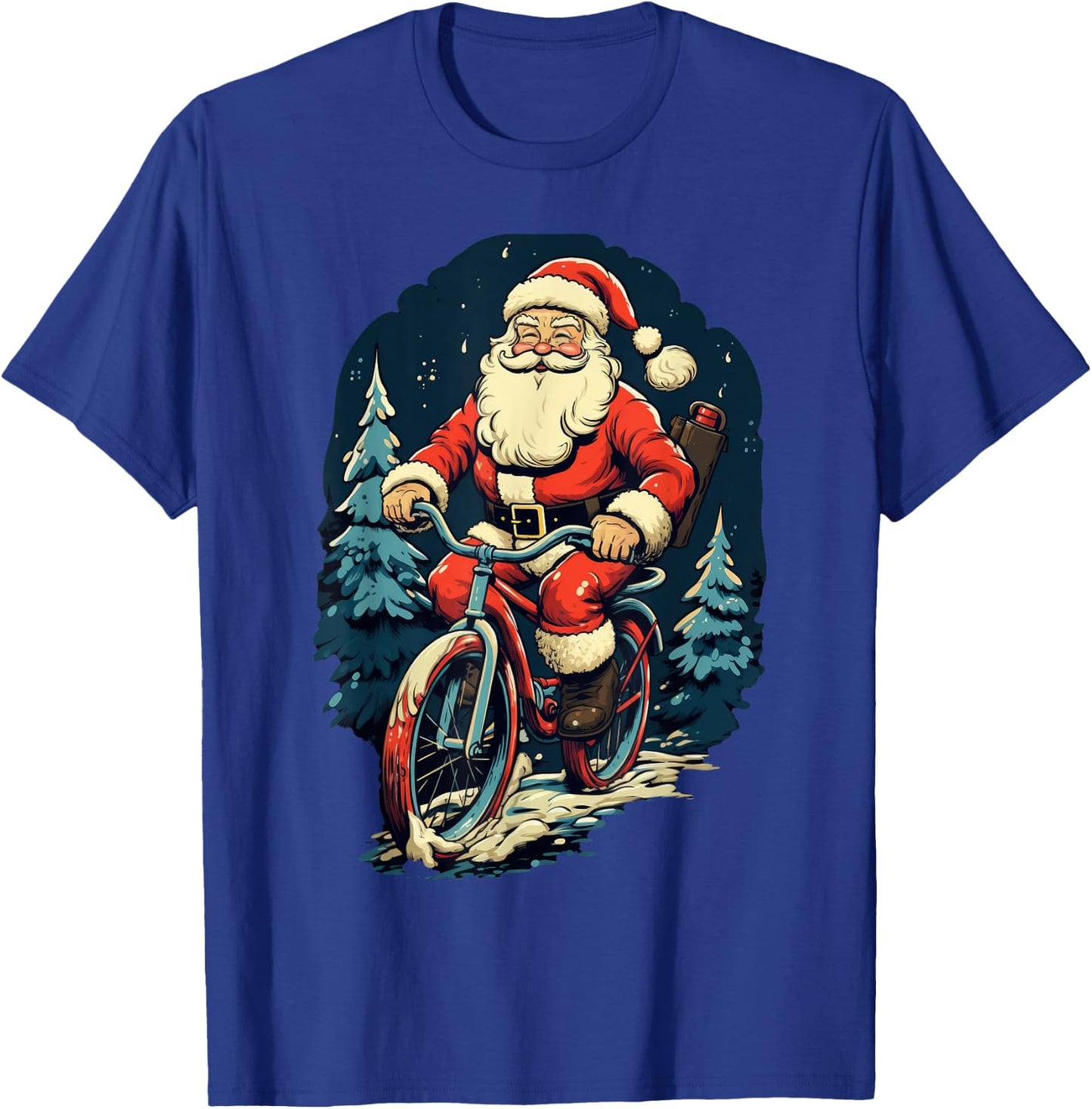 Santa Riding Bicycle Cycling Funny Christmas Boys Girls Kids T-Shirt - T-Shirt | Royal