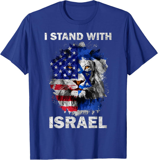 I Stand With Israel Vintage USA Israel Flag T-Shirt - T-Shirt | Royal