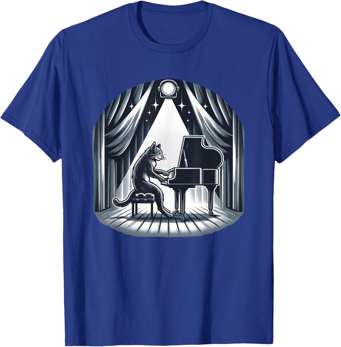 Classical Piano Concert / Funny & Cute Cat Playing Piano Men Women Girls Kids T-Shirt - T-Shirt | Royal