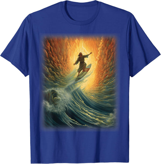 Jesus Surfer Heaven Wave Surfing Christian Surf Beach Summer Men Women Kids T-Shirt - T-Shirt | Royal
