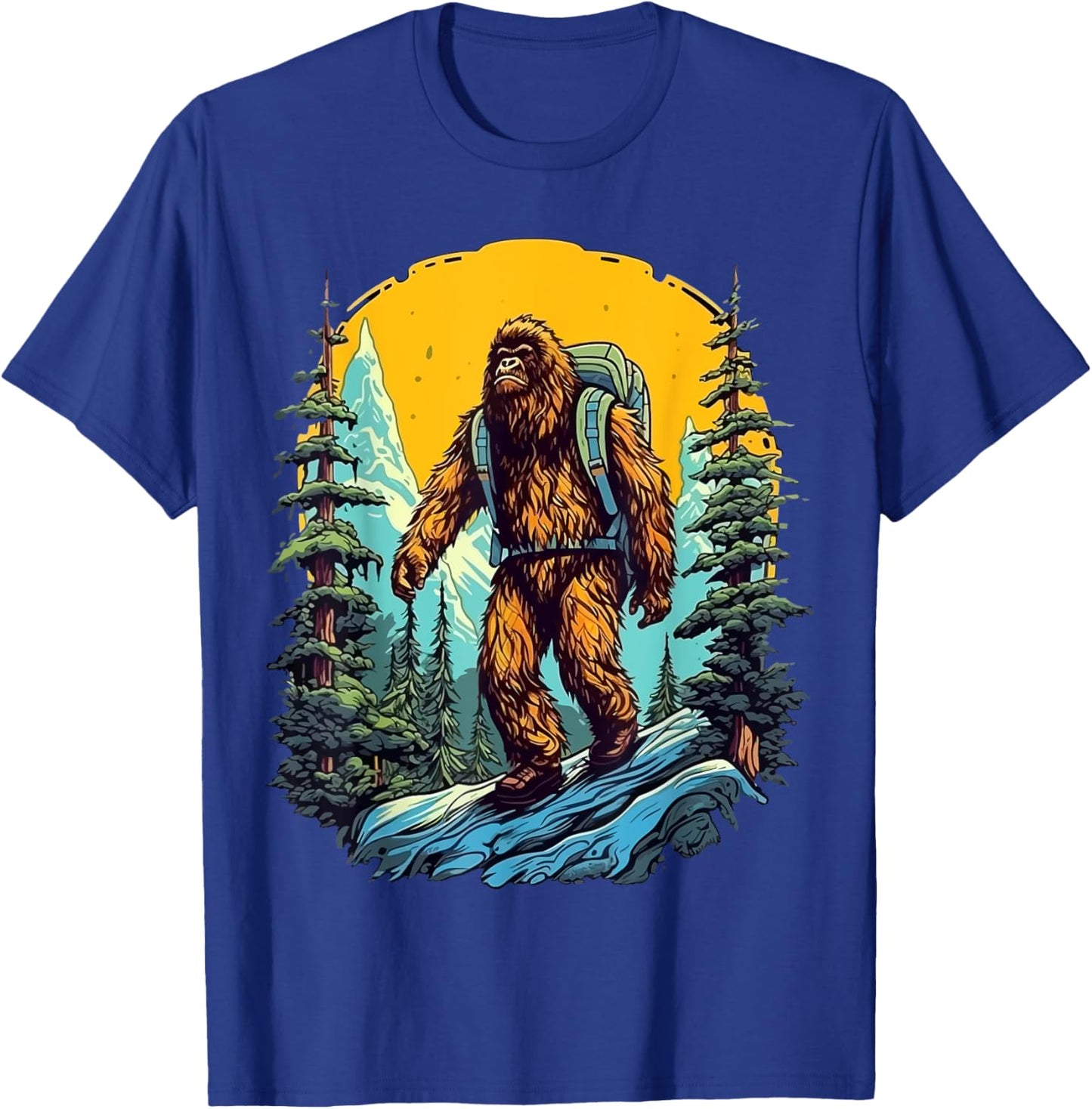 Aesthetic Outdoor Mountain Adventure Hiking Bigfoot T-Shirt - T-Shirt | Royal