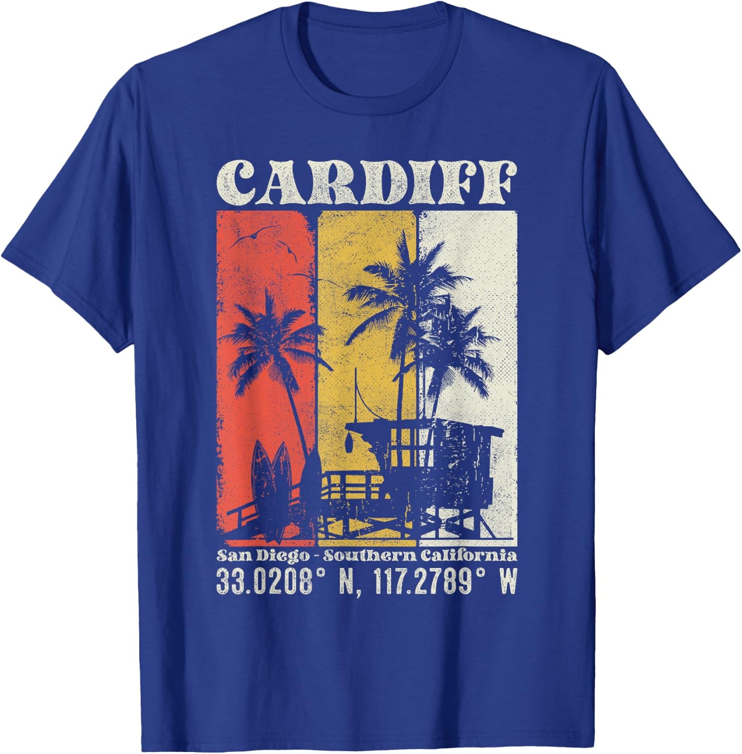 Cardiff San Diego Southern California Coordinates Surf T-Shirt - T-Shirt | Royal
