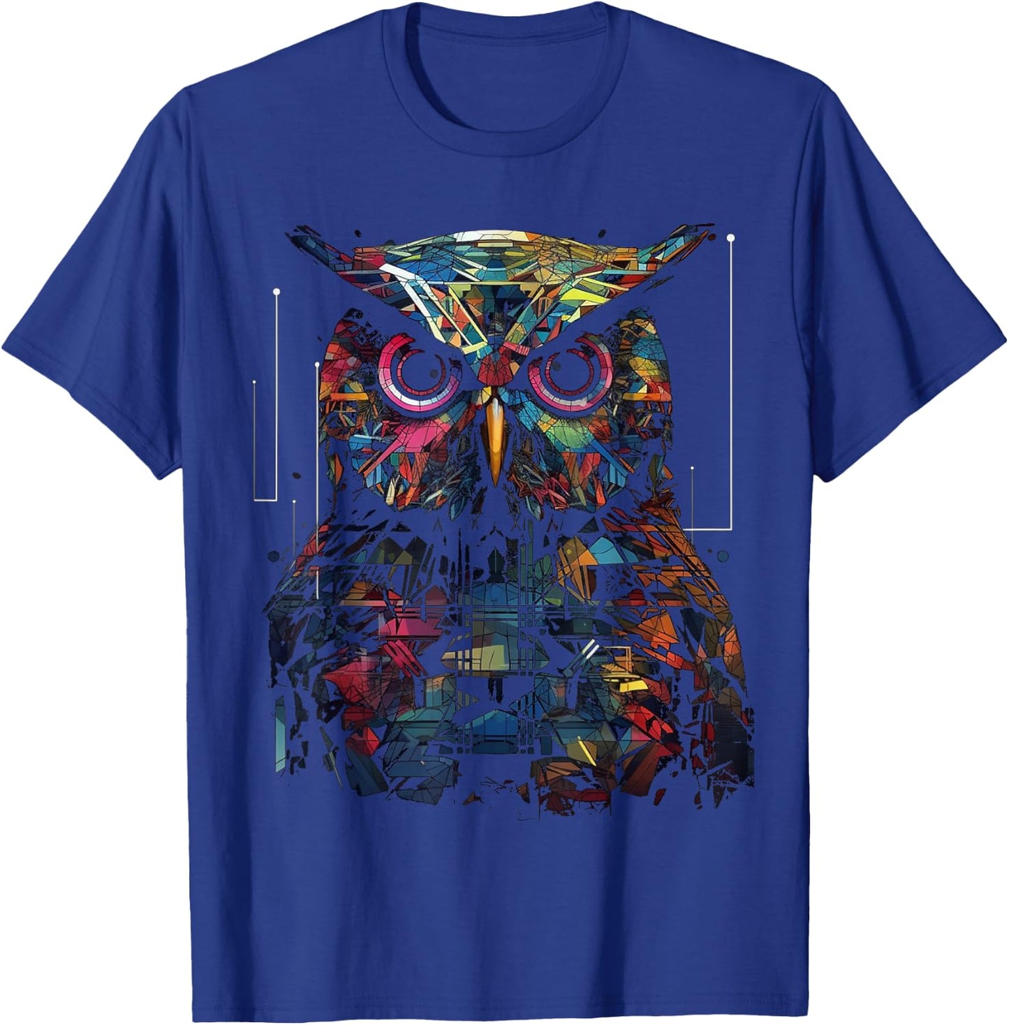 Owl Geometric Animal Lover - Colourful Bird Art Animal Owl T-Shirt - T-Shirt | Royal