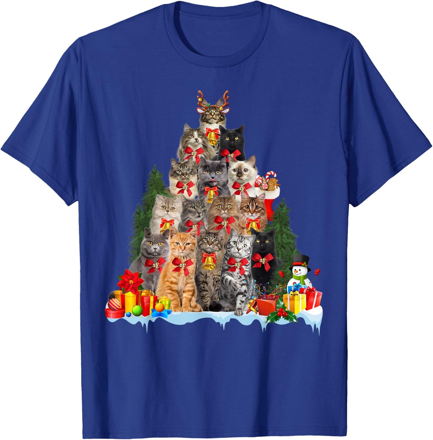 Christmas Pajama Cat Xmas Tree Ornament Cat Lover, Cat Mom T-Shirt - T-Shirt | Royal