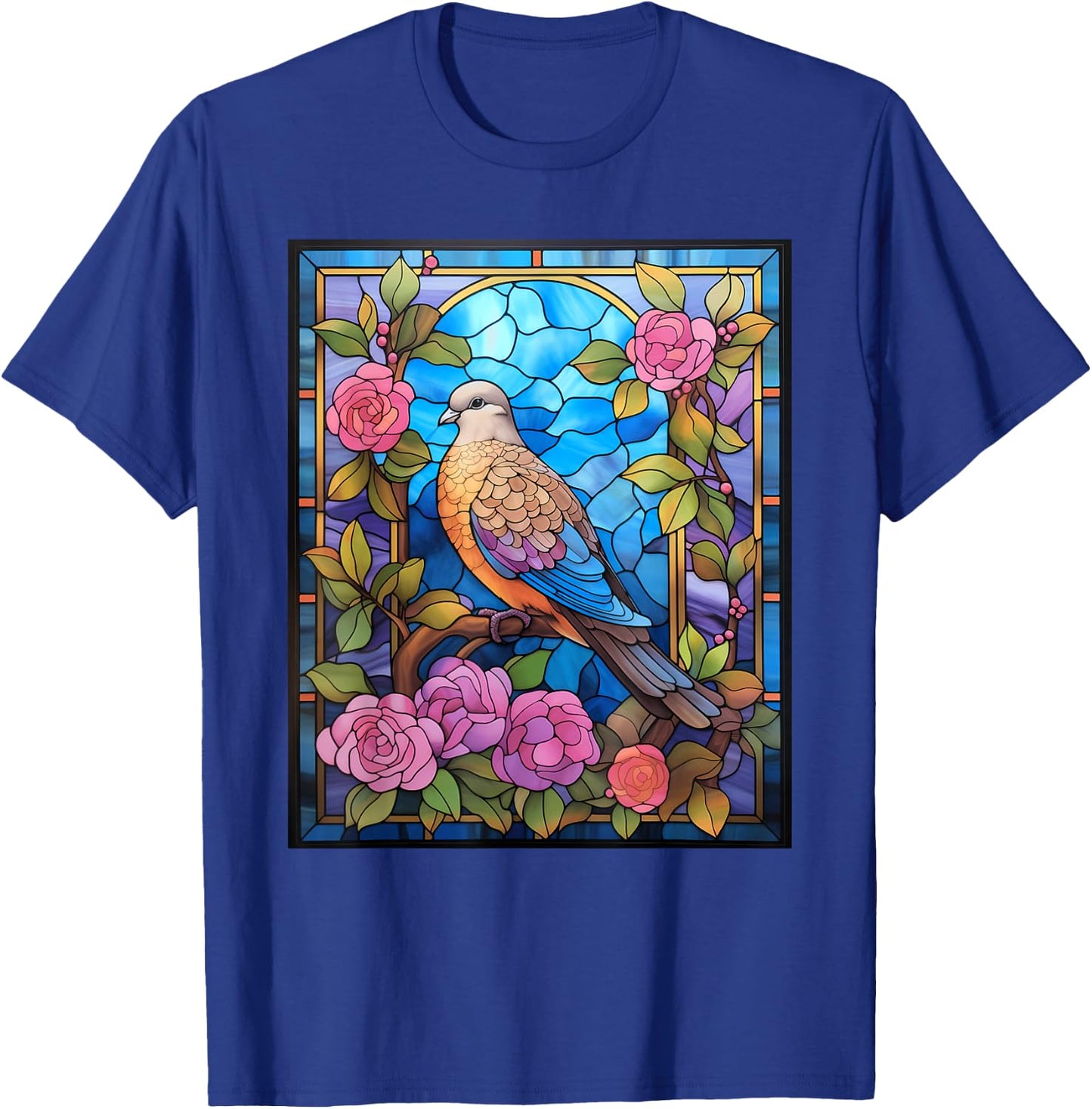 Stained Glass Style Mourning Dove T-Shirt - T-Shirt | Royal