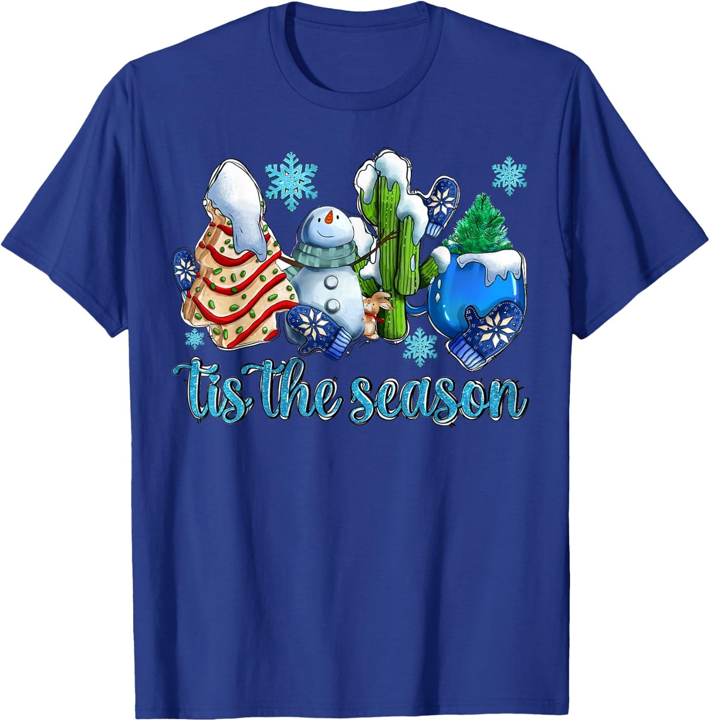 Tis The Season Winter And Snowman Christmas Family Matching T-Shirt - T-Shirt | Royal