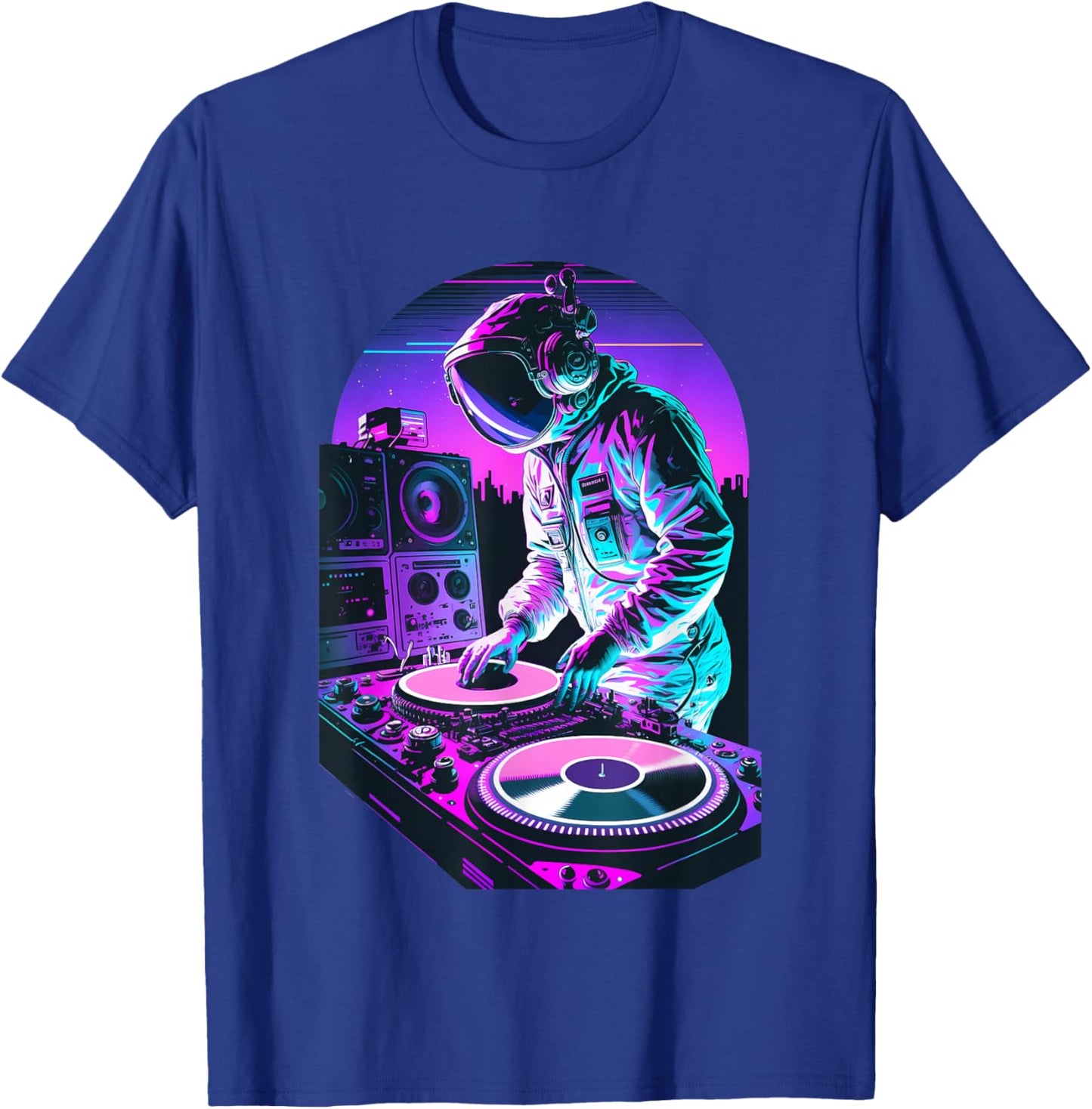 Astronaut DJ, DJing in Space, EDM cool Graphic Vaporwave T-Shirt - T-Shirt | Royal