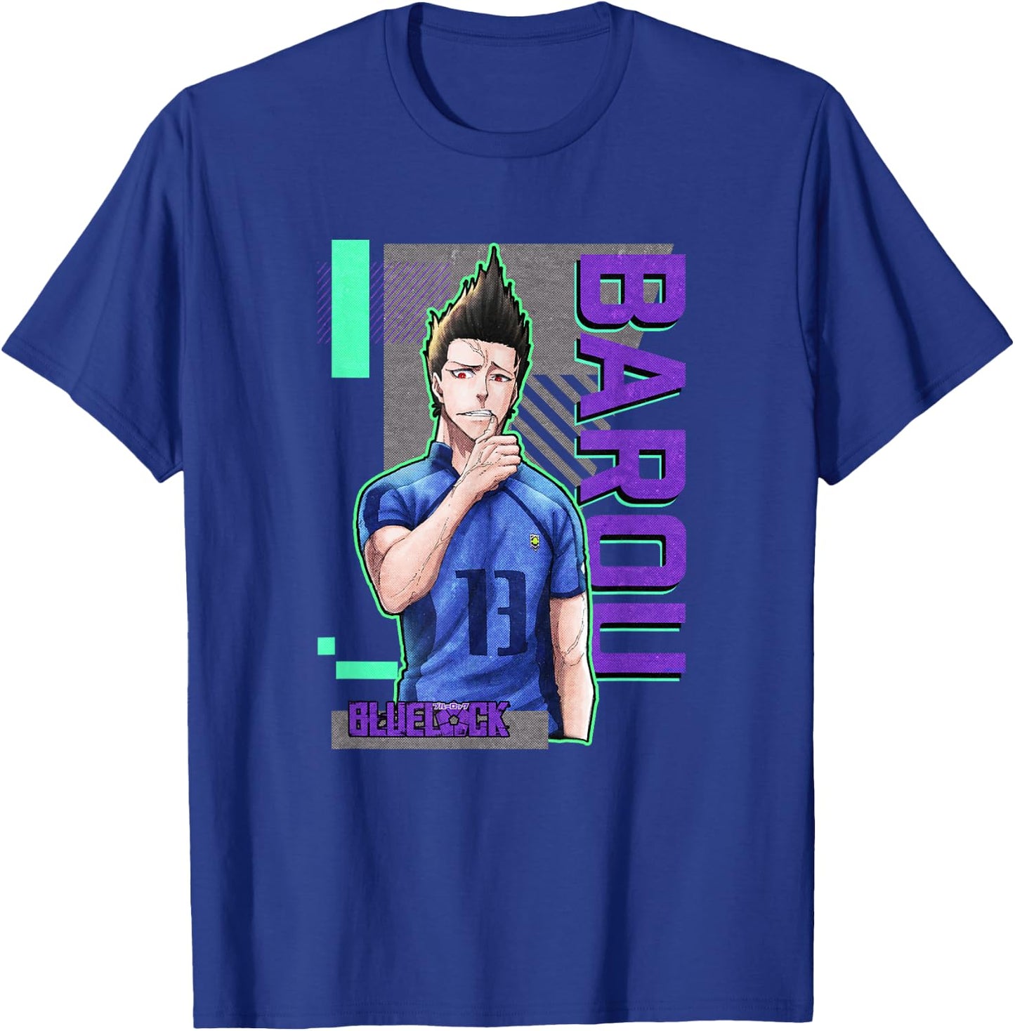 Blue Lock Shouei Barou Sporting Epic Neon Big Chest Portrait T-Shirt - T-Shirt | Royal