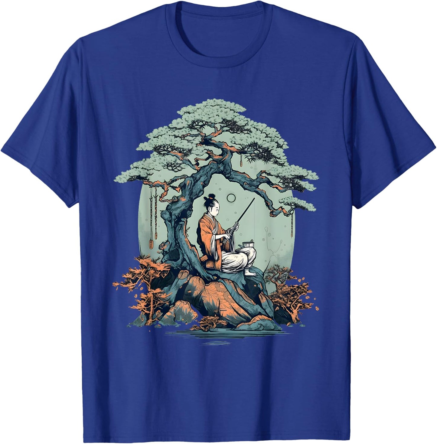 Relaxing Samurai Bonsai Tree T-Shirt - T-Shirt | Royal