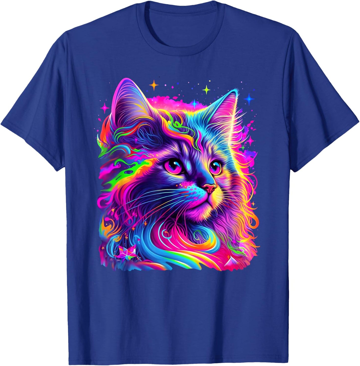 Colorful Rainbow Cat Graphic T-Shirt - T-Shirt | Royal