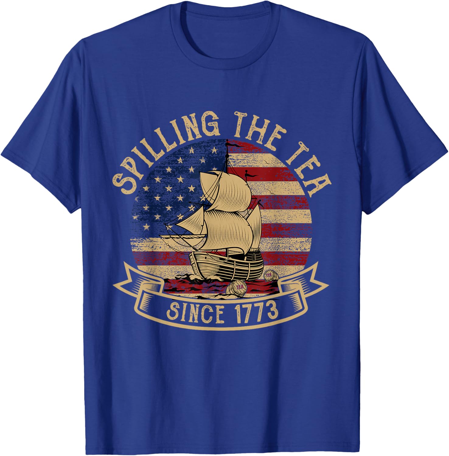 Spilling The Tea Since 1773 American History Teacher Vintage T-Shirt - T-Shirt | Royal
