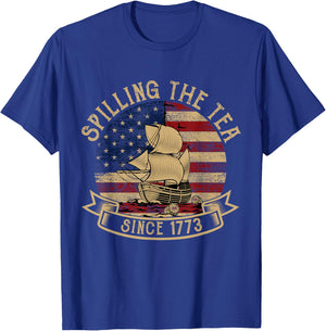 Spilling The Tea Since 1773 American History Teacher Vintage T-Shirt - T-Shirt | Royal