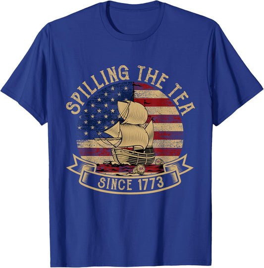 Spilling The Tea Since 1773 American History Teacher Vintage T-Shirt - T-Shirt | Royal