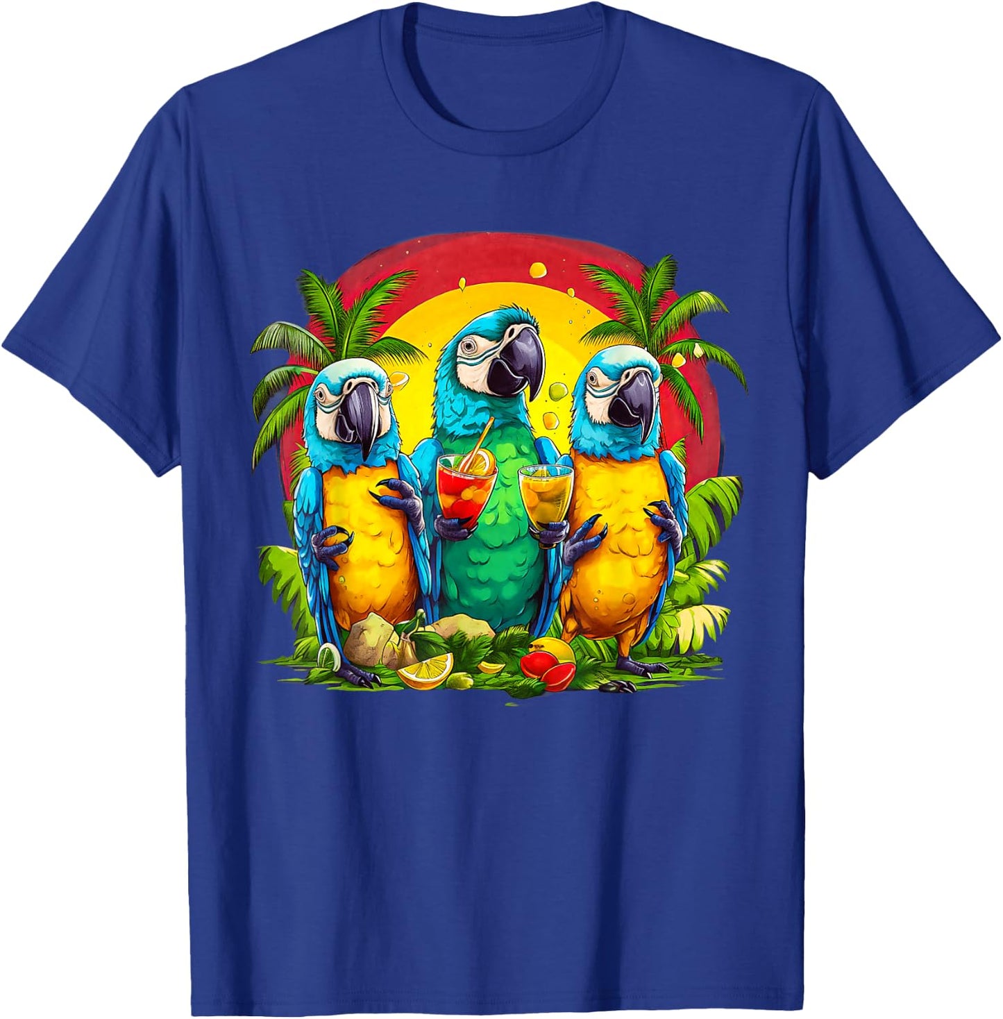 Parrots Drinking Margarita Hawaiian On Summer Vacation Birds Women T-Shirt - T-Shirt | Royal