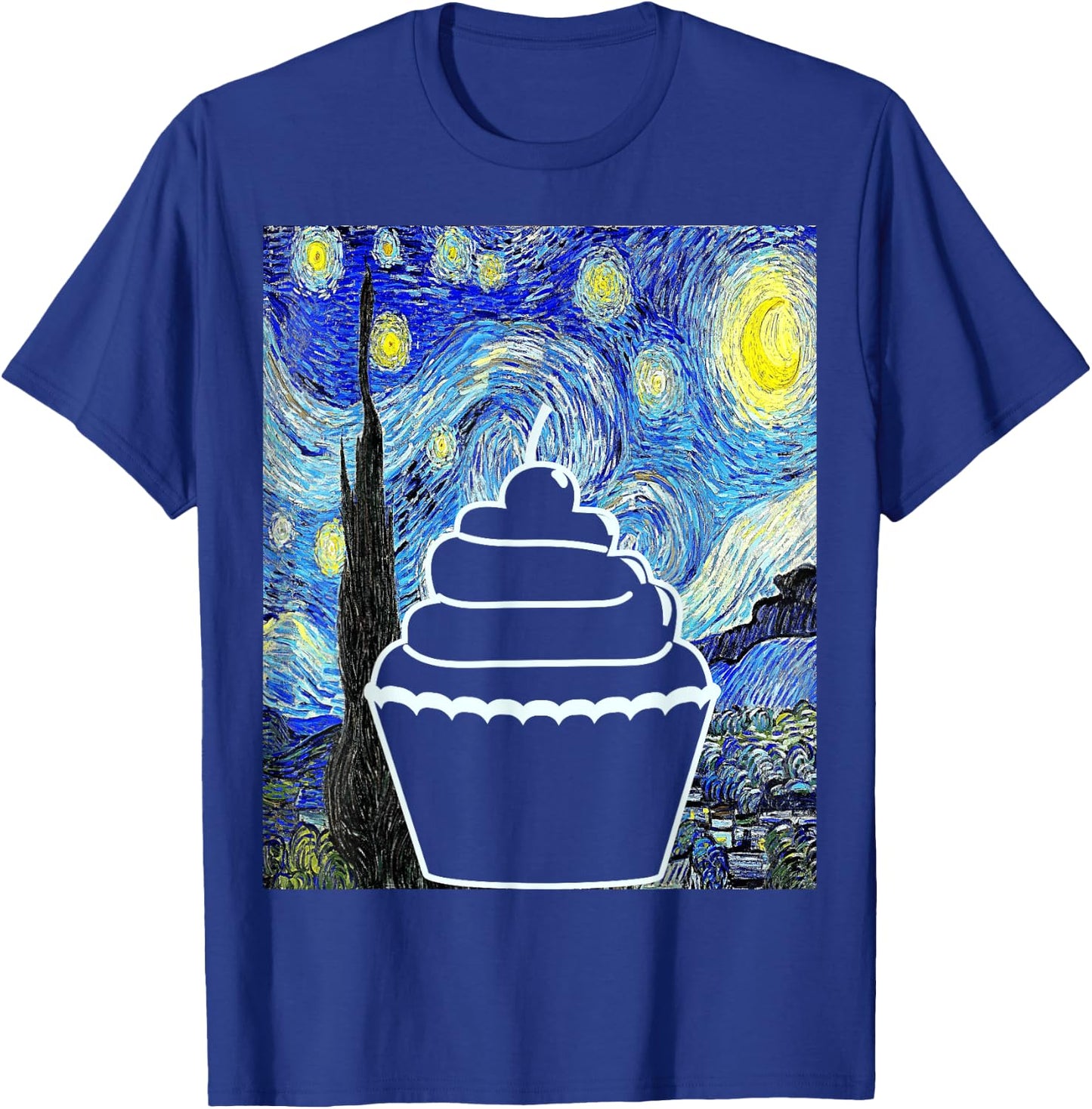 Cupcake Starry Night Cupcake Lover Baking Painting T-Shirt - T-Shirt | Royal