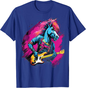 Punk Rock Guitar Horse Guitarist T-Shirt - T-Shirt | Royal