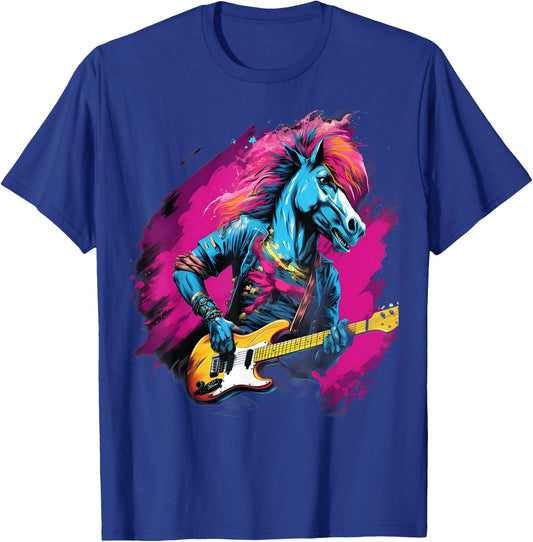 Punk Rock Guitar Horse Guitarist T-Shirt - T-Shirt | Royal