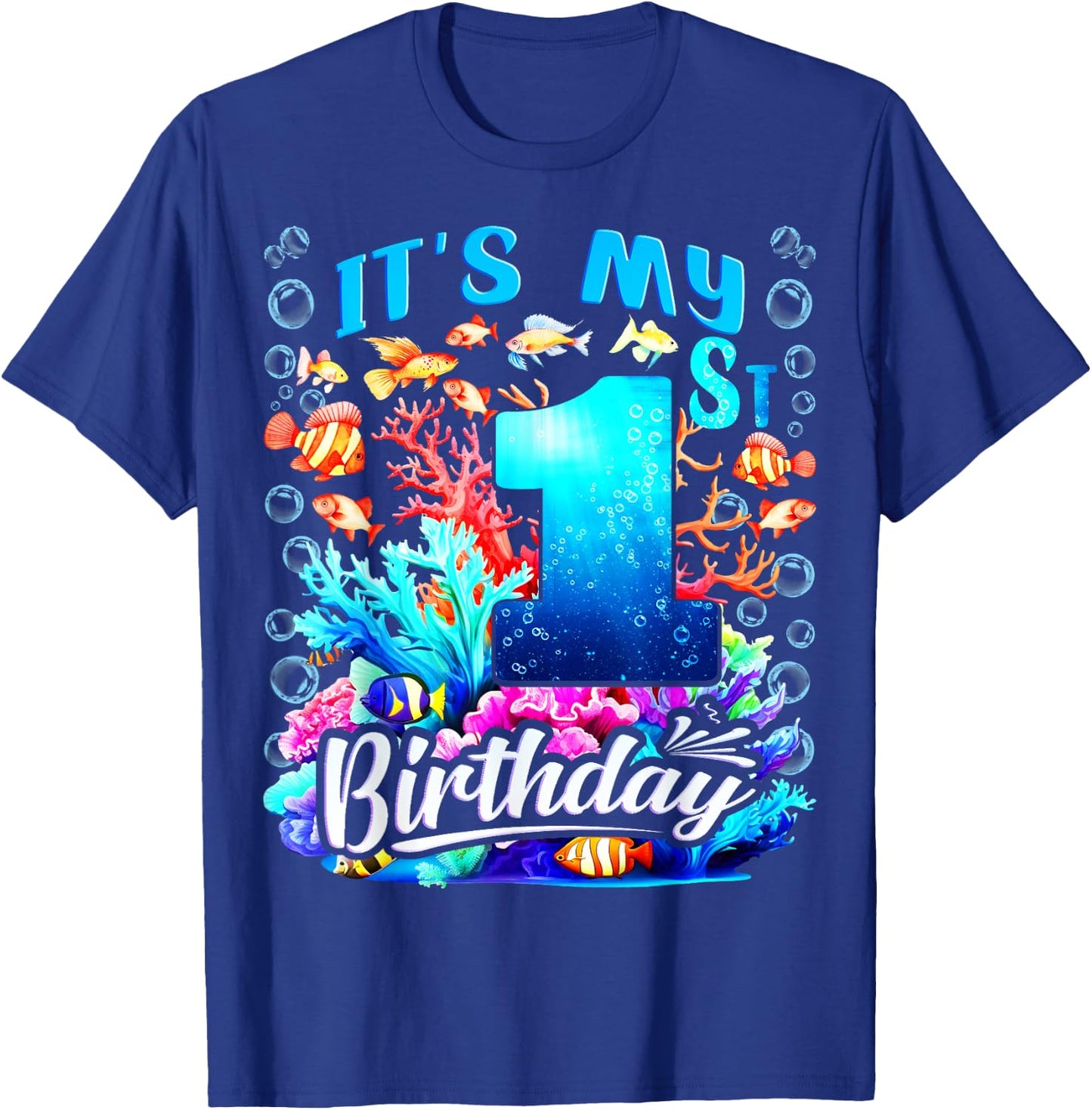 It's My 1st Birthday Boy Sea Fish Ocean Animals Aquarium T-Shirt - T-Shirt | Royal