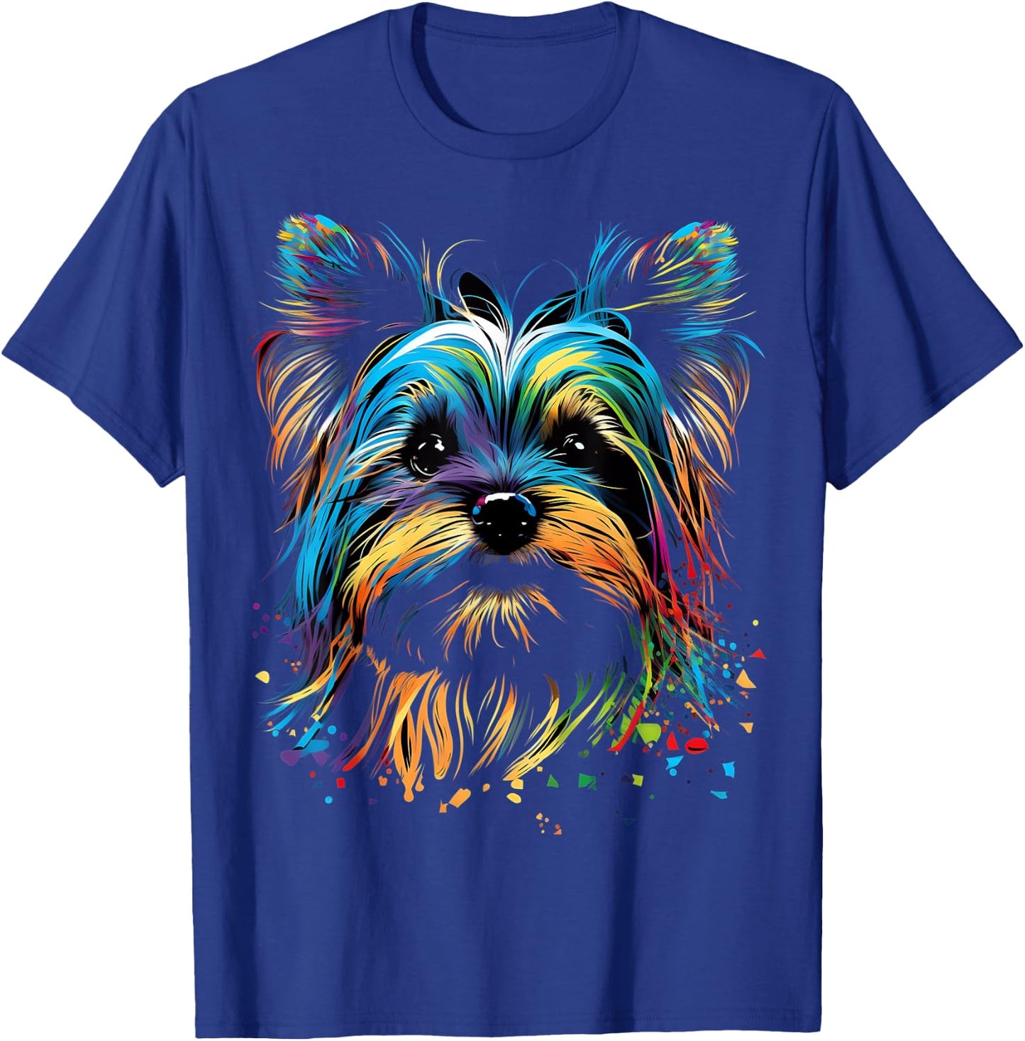 Colorful Yorkie Yorkshire Terrier Dog Face Painting Black Women Kids T-Shirt - T-Shirt | Royal