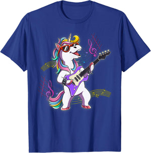 Unicorn Guitar Rockstar T-Shirt - T-Shirt | Royal