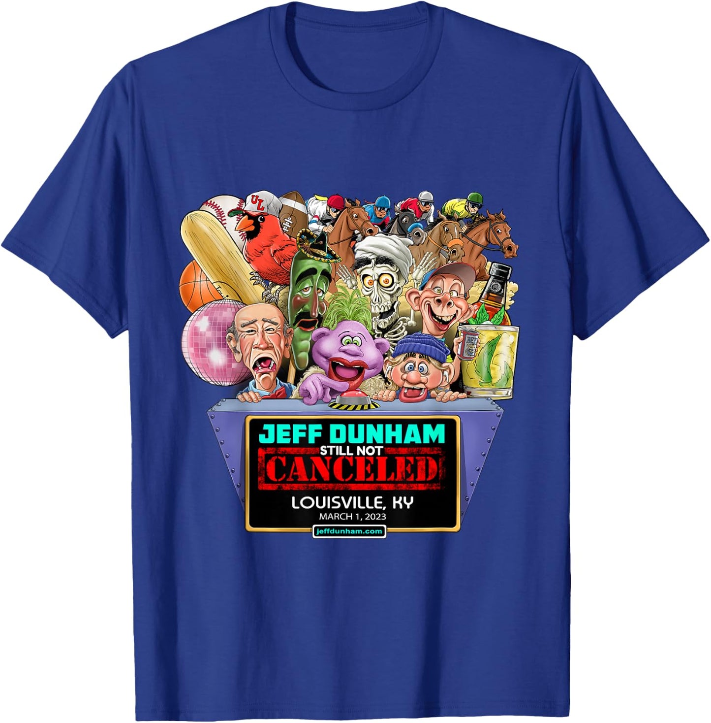 Jeff Dunham Louisville, KY (2023) T-Shirt - T-Shirt | Royal