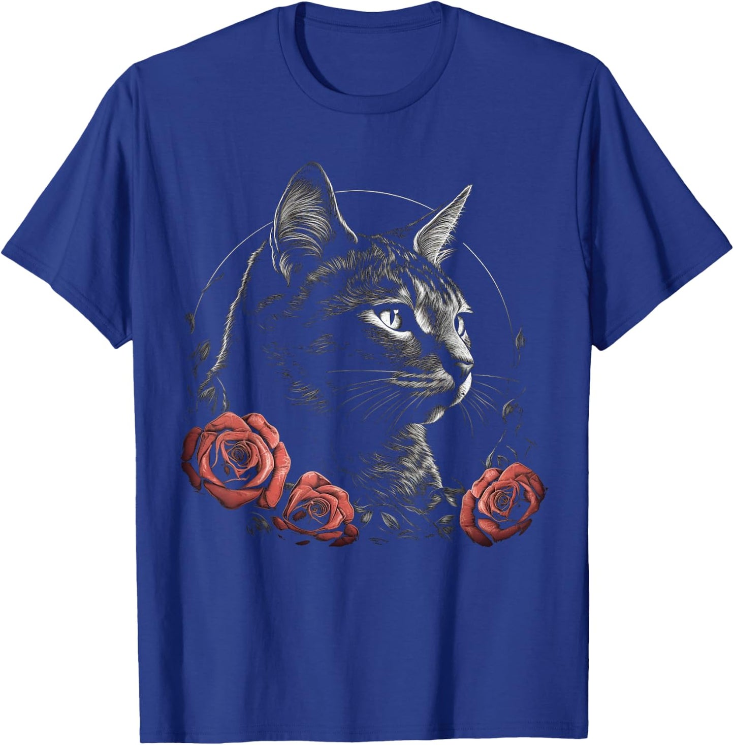 Cat Art Flowers - Pet Cat Motif Animal Cat T-Shirt - T-Shirt | Royal