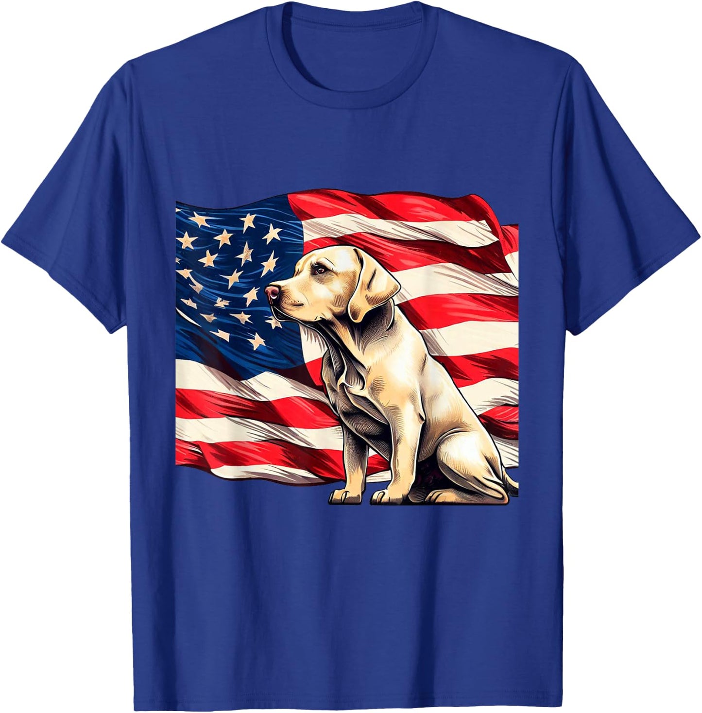 Patriotic Labrador American Flag T-Shirt - T-Shirt | Royal