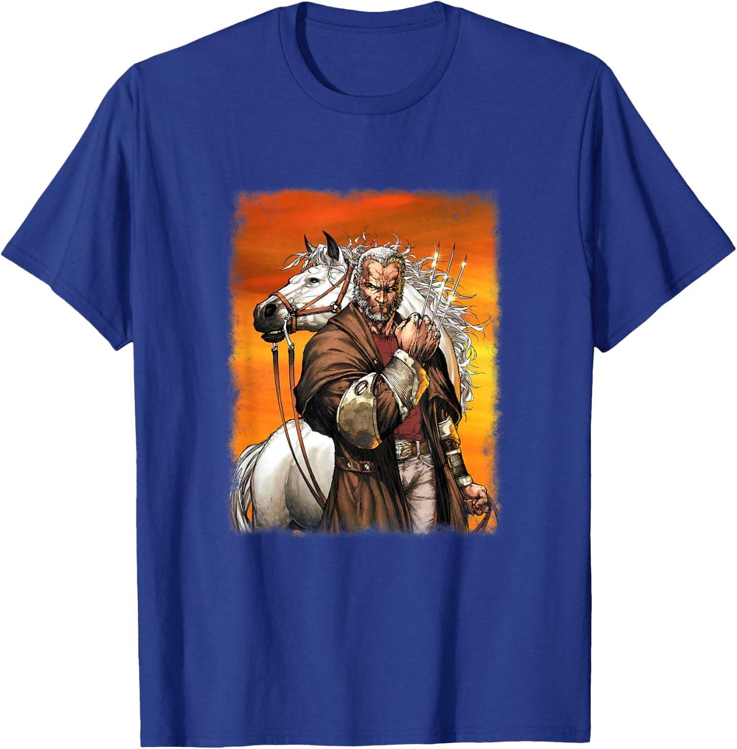 Marvel X-Men Old Man Logan & His Horse Vintage Poster T-Shirt - T-Shirt | Royal