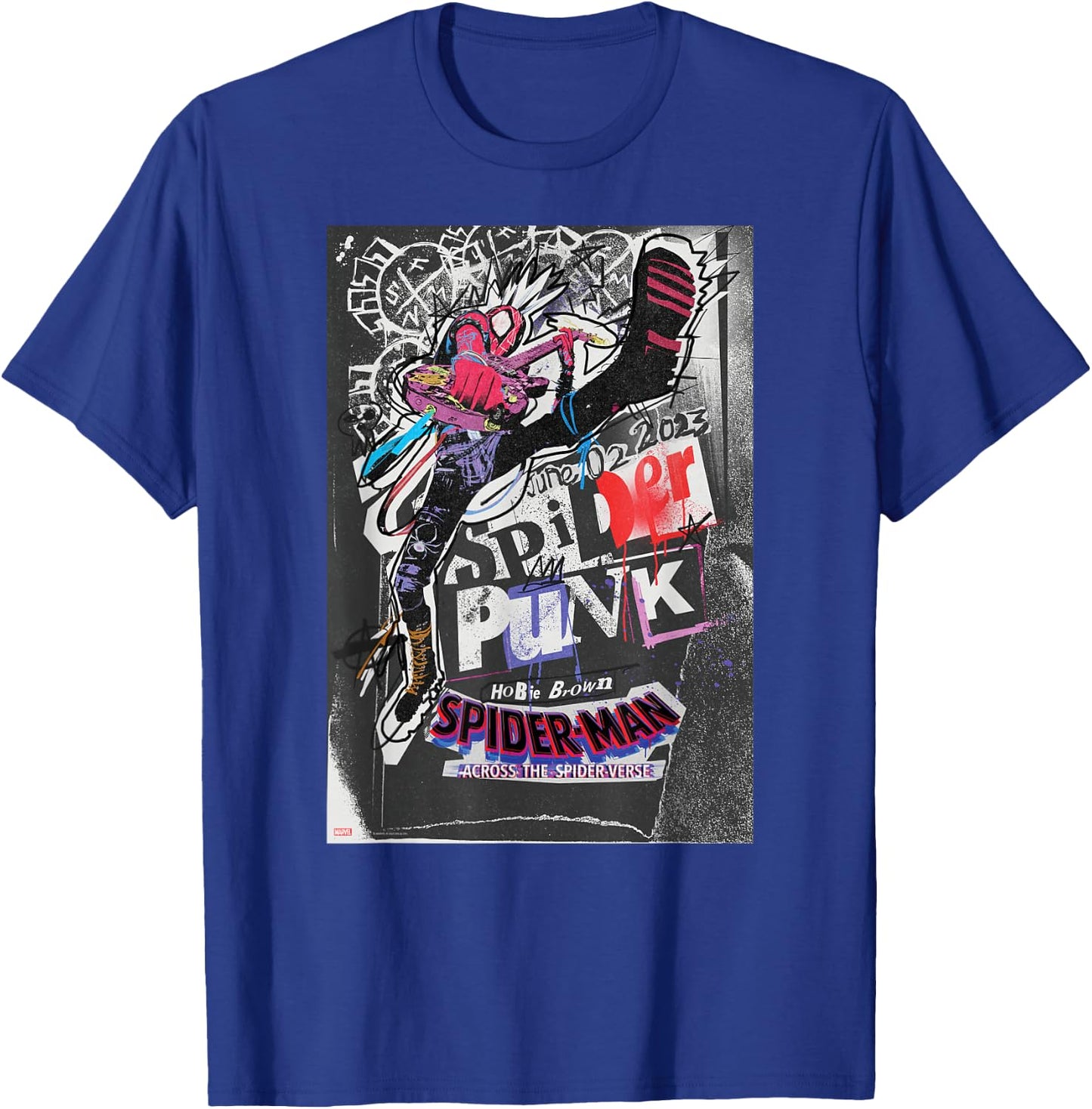 Marvel Spider-Man: Across The Spider-Verse Hobie Poster T-Shirt - T-Shirt | Royal