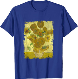 Sunflowers by Vincent Van Gogh Famous Painting T-Shirt - T-Shirt | Royal