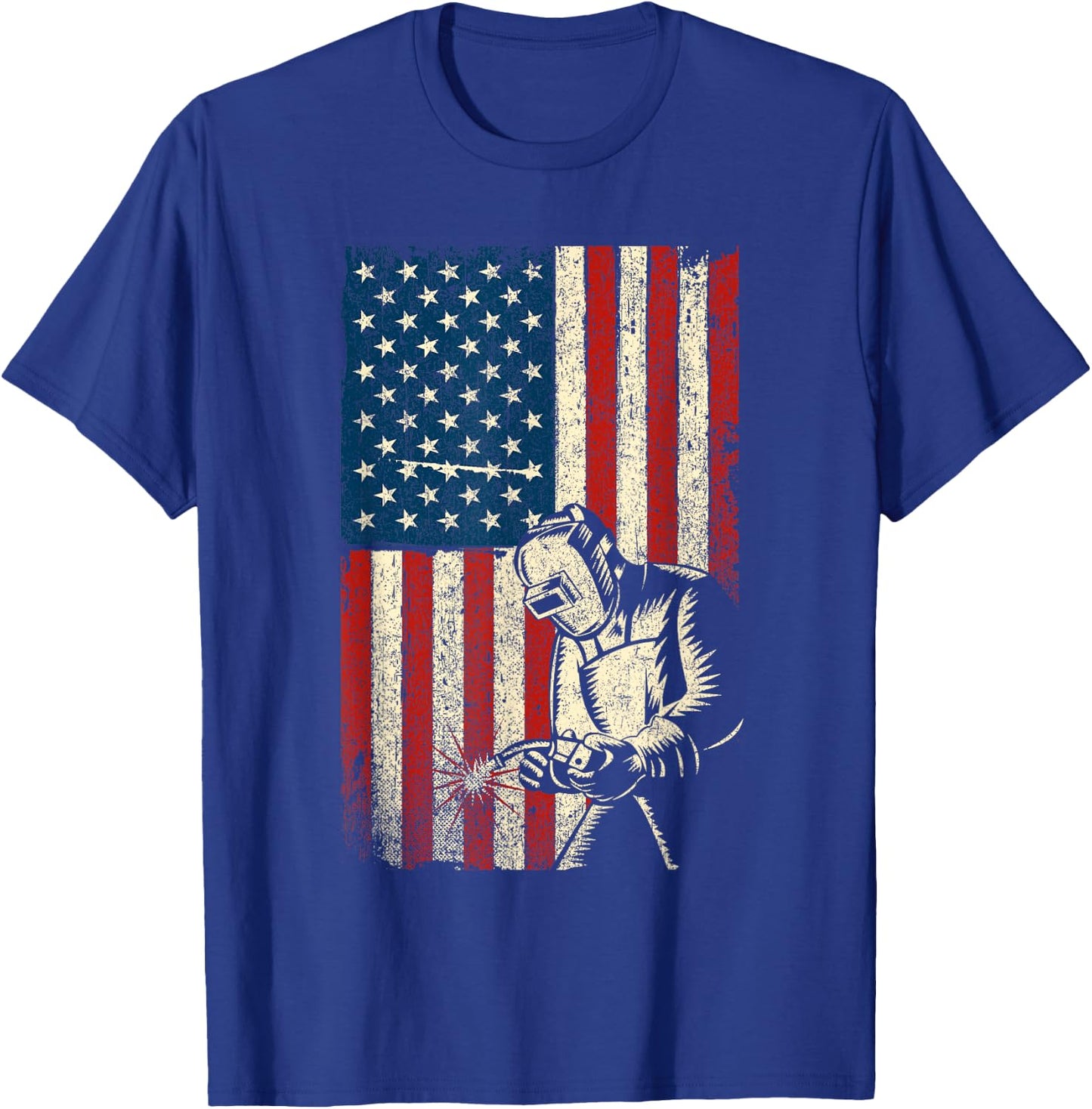 Funny Welder Shirts - USA Flag Welder - Black - Small - - Adults - Short Sleeve - Classic Fit - Cotton, Polyester T-Shirt - T-Shirt | Royal