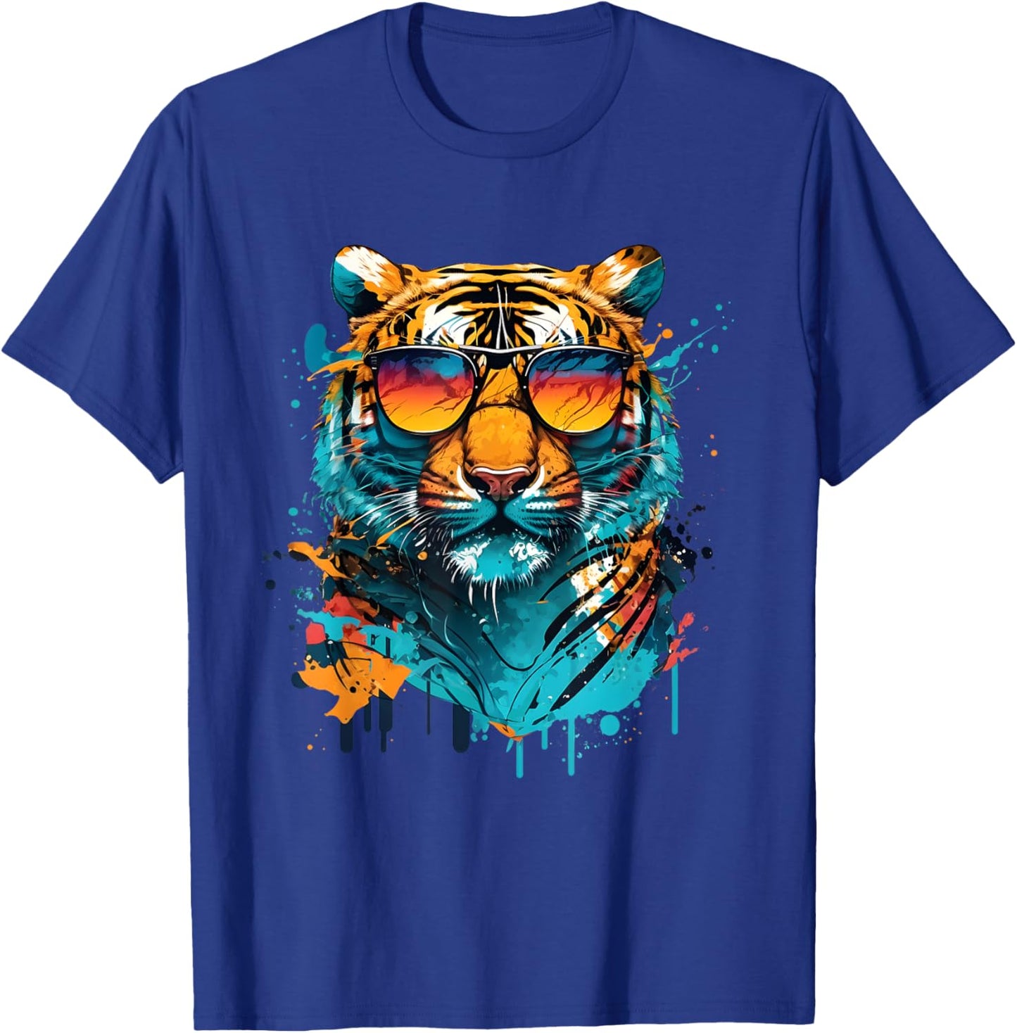 Colorful Tiger Face Tiger Head Wild Cat Lover T-Shirt - T-Shirt | Royal