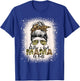 Glitter & Dirt Mama Of Both Leopard Camo Messy Bun Bleached T-Shirt - T-Shirt | Royal