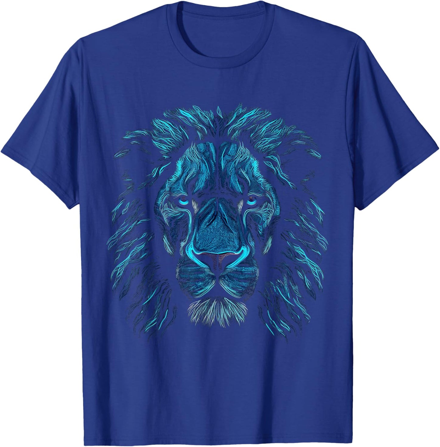 Lion Art Blue Eyes - Animal Motif Zoo Lion T-Shirt - T-Shirt | Royal