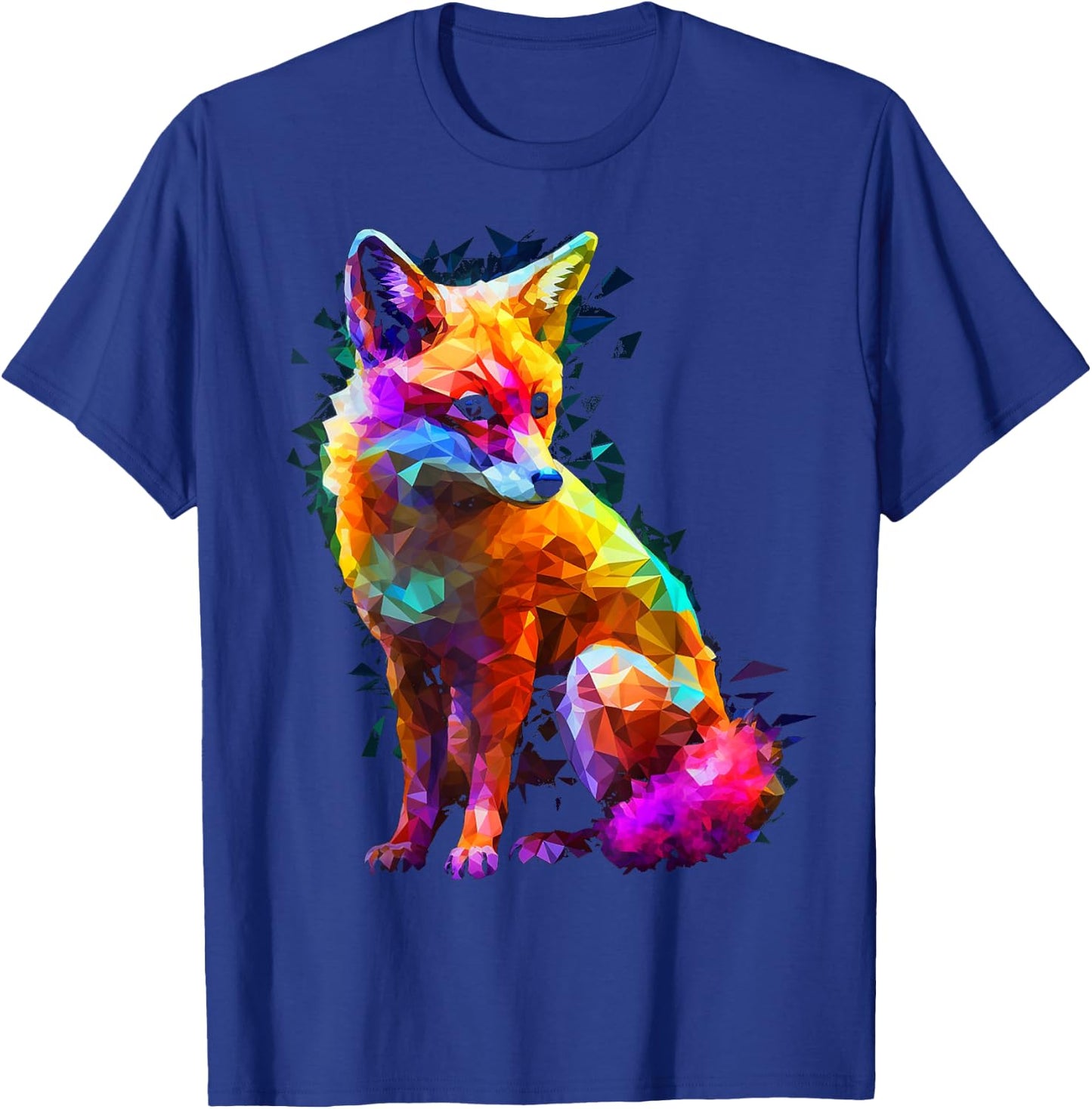 Fox Polygon Colourful Animal Lovers Art Animal Fox T-Shirt - T-Shirt | Royal