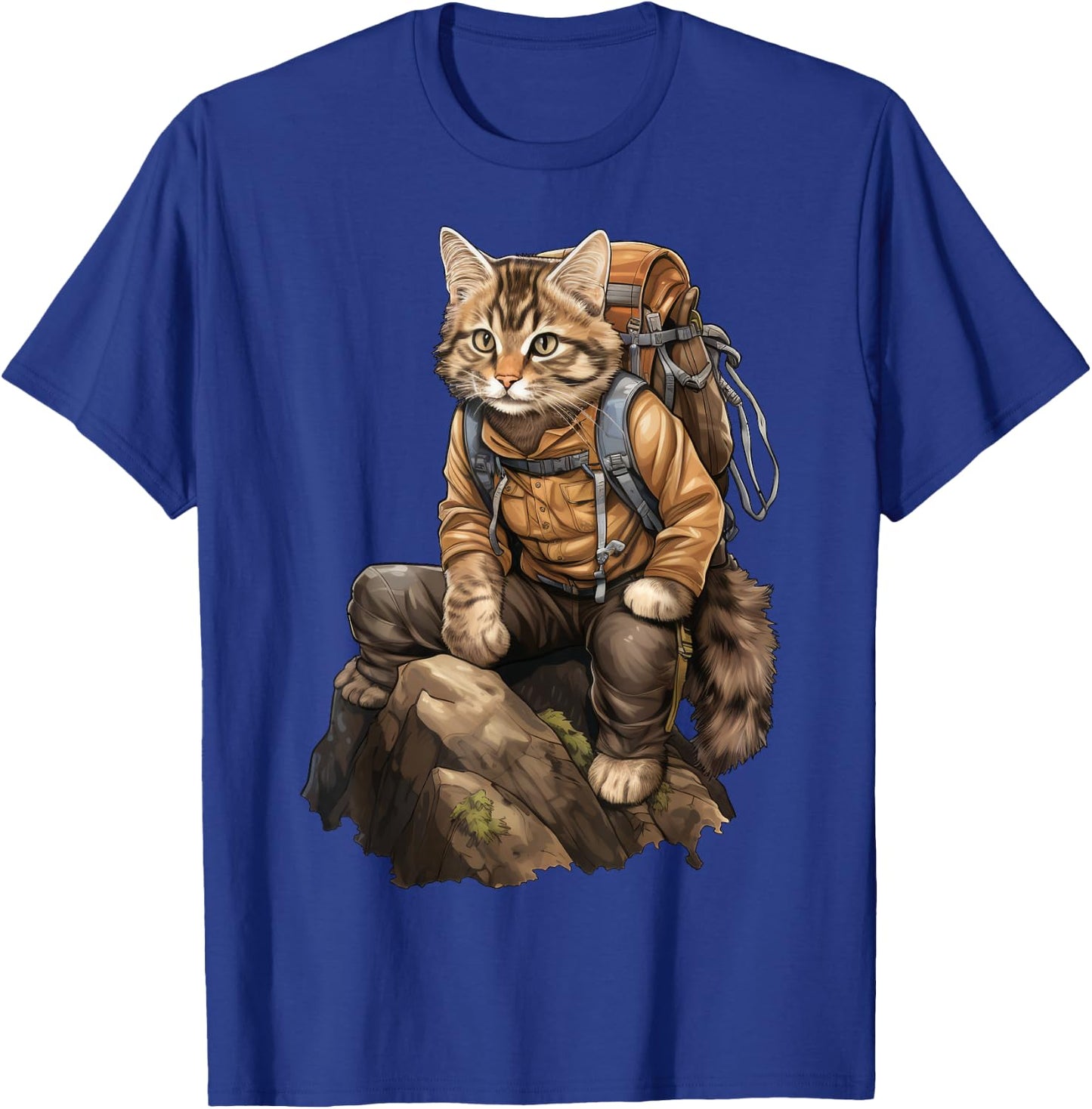 Cat Hiking / Mountaineering Cat T-Shirt - T-Shirt | Royal