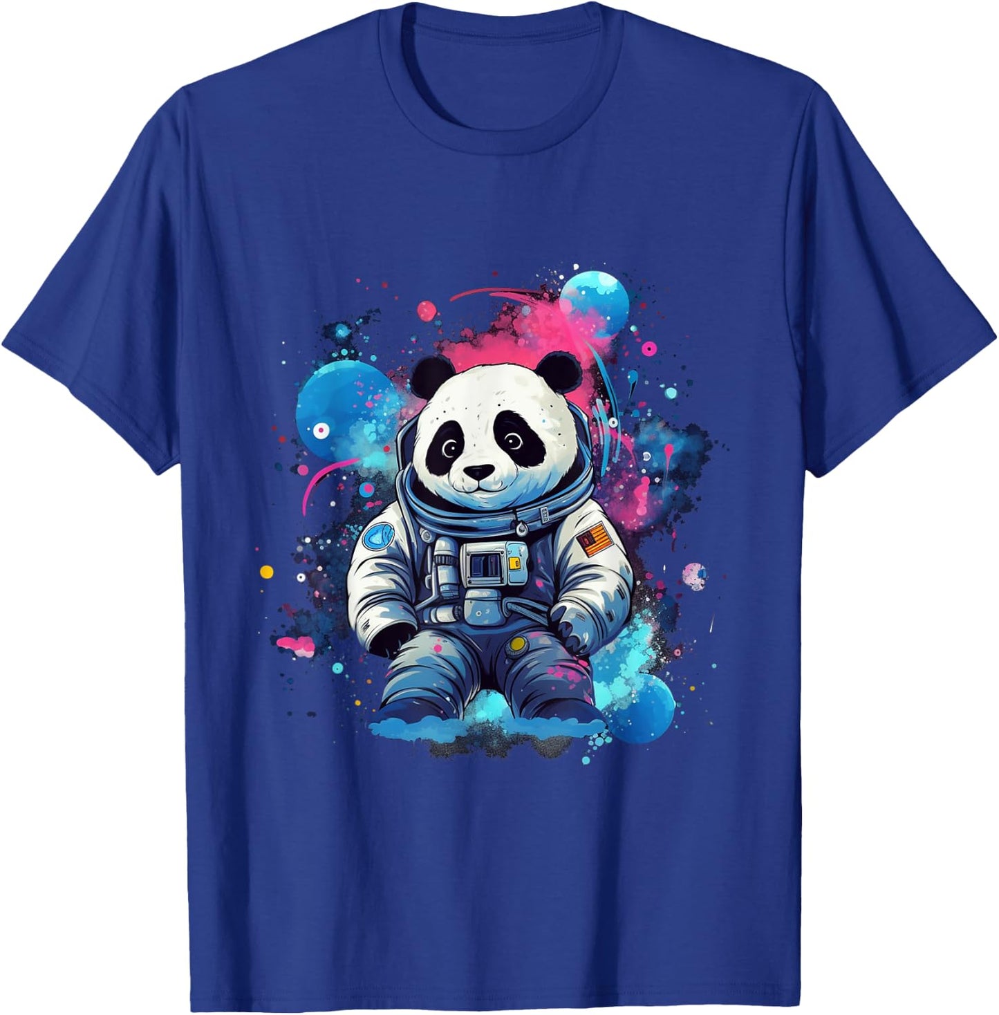 Panda Astronaut Floating Through Outer Space Pandas T-Shirt - T-Shirt | Royal