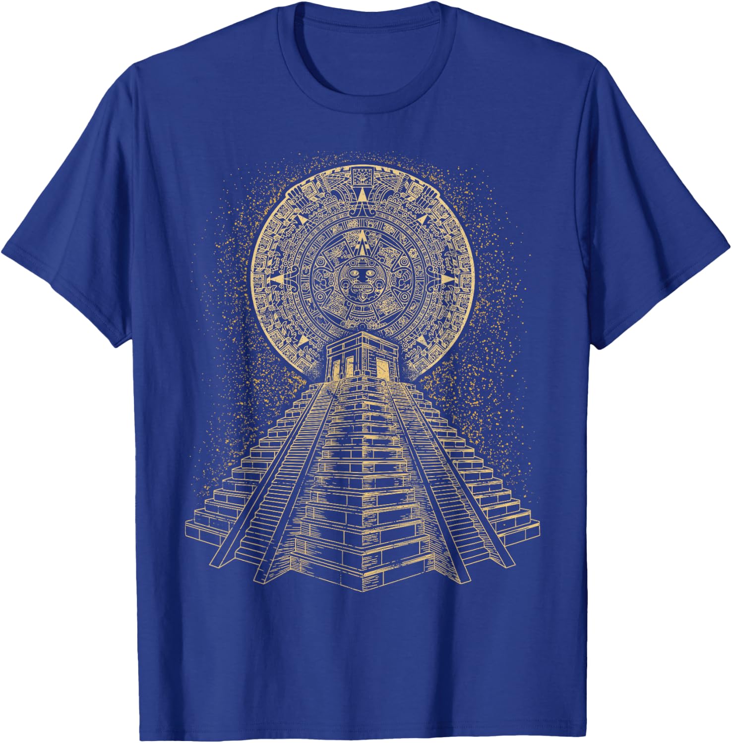 Ancient Sacred Mayan Aztec Calendar Pyramid Geometry T-Shirt - T-Shirt | Royal