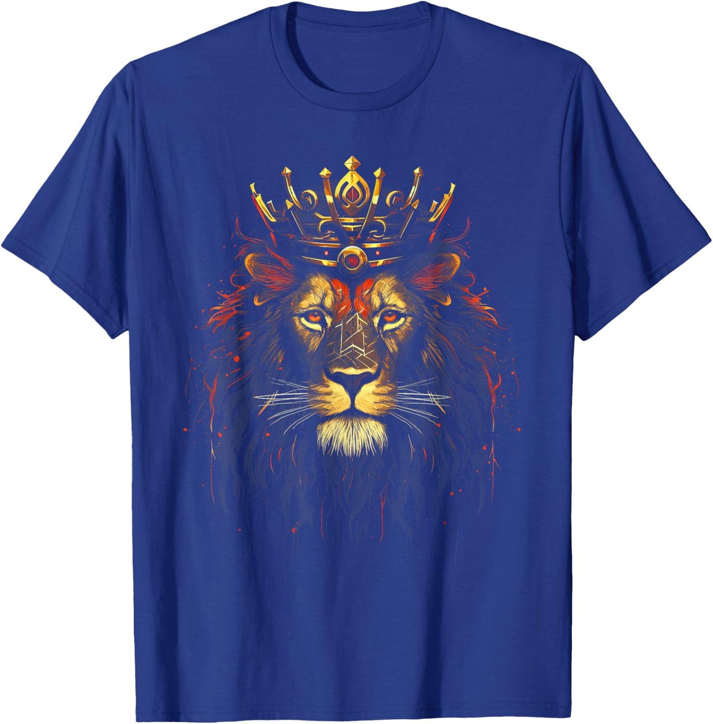 King Animal Jungle Lion Africa Crown Artwork - -Adults, -Kids - Black - Small - Short Sleeve - Cotton 60%, Polyester 40% T-Shirt - T-Shirt | Royal