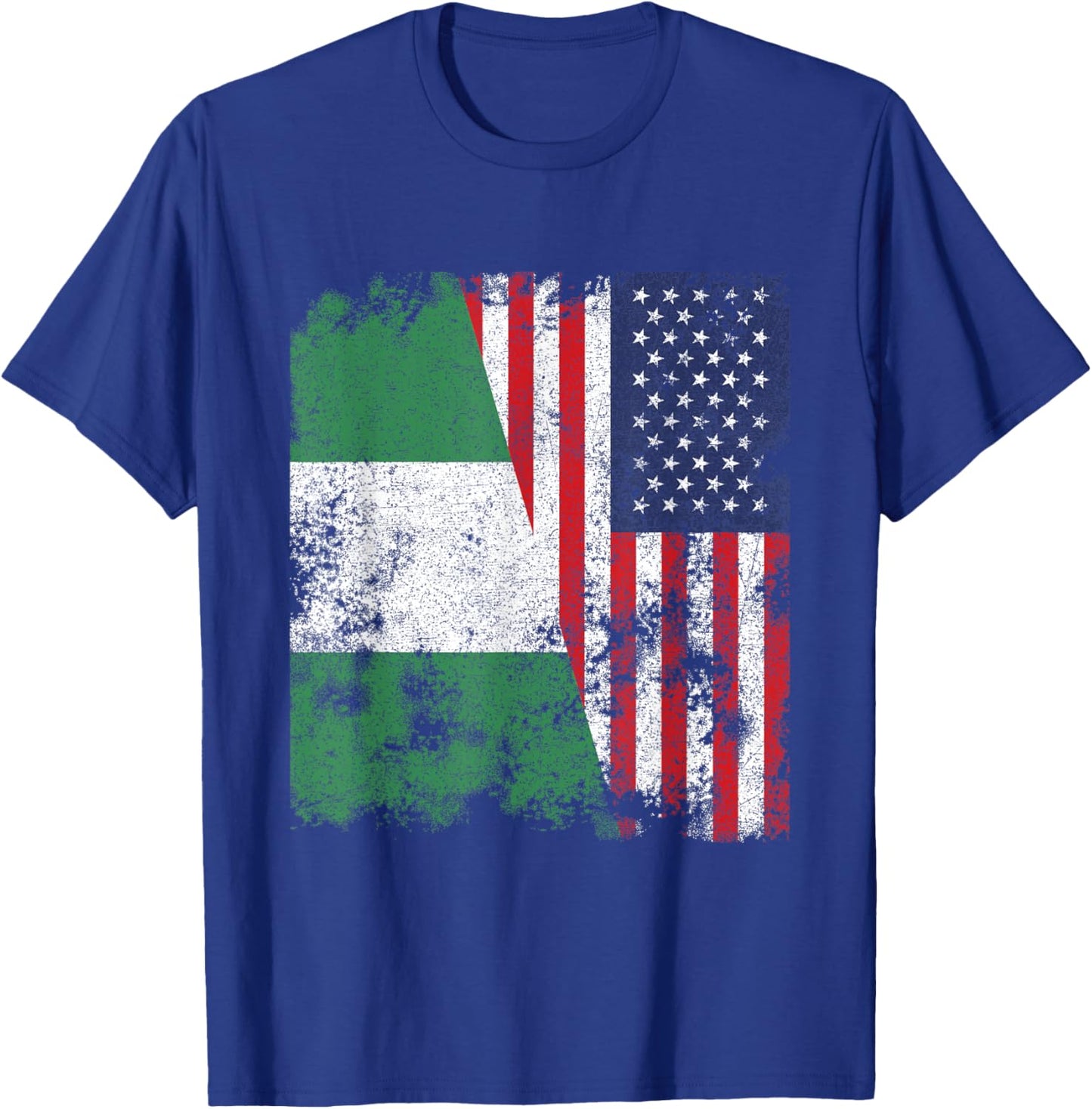 Nigeria USA Flag Distressed - Half American Women Kids Men T-Shirt - T-Shirt | Royal